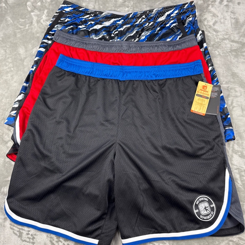 AND1 Mens Basketball Shorts Bundle 3 Pack Mesh Athletic 3XL New With Tags